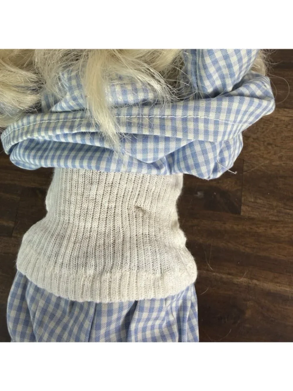 Vintage 1970s Sasha Fair Hair Girl Doll #107 in BLUE GINGHAM Dress